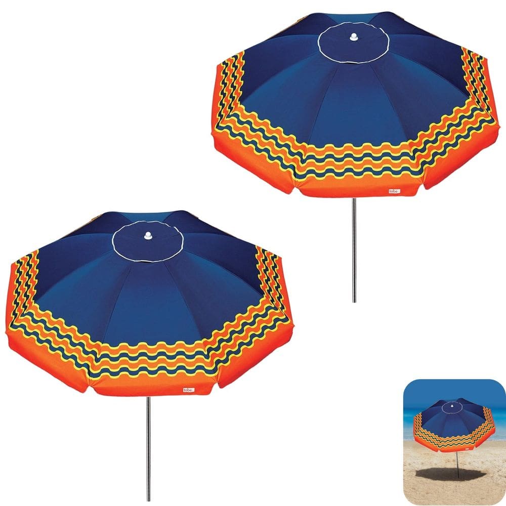 Kit 2 Guarda Sol 2,5m Articulado Alumínio Sombreiro Ibiza Praia Piscina Camping Azul Marinho- Tobee