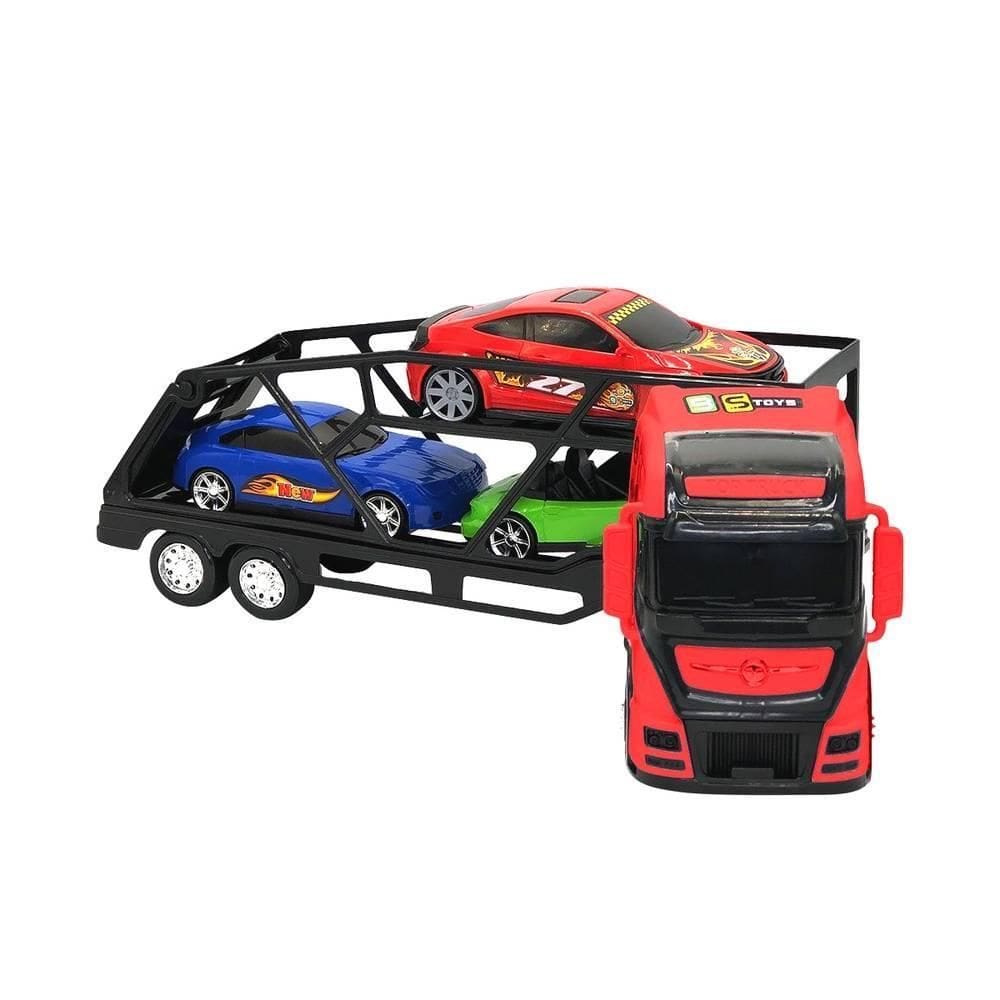 Caminhão Cegonha Vermelho Cabine Dupla Cegonheira Divertida