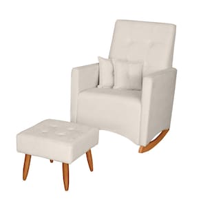 Poltrona de Amamentação com Balanço e Puff Lizzi Bouclê Off White F06 - D`Rossi