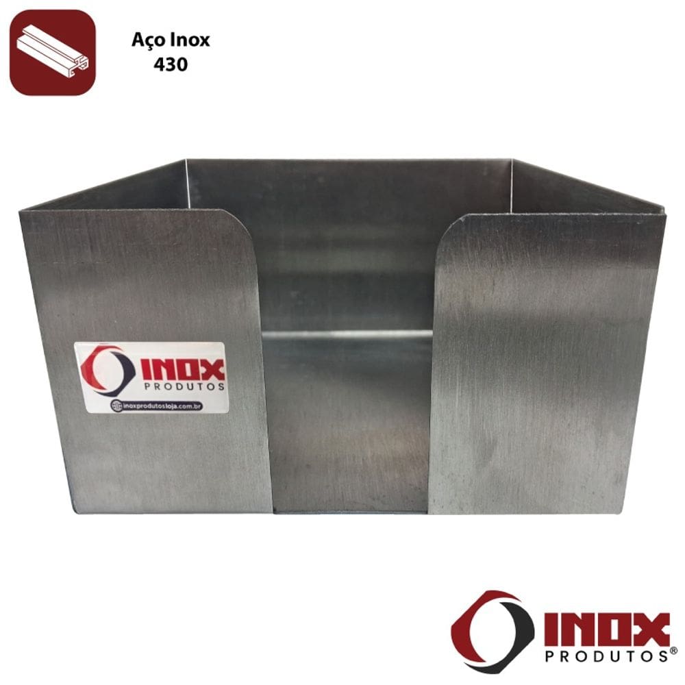 Porta Guardanapos Inox - Modelo 01 - Inox 430 - 12,5X12,5X7 Cm