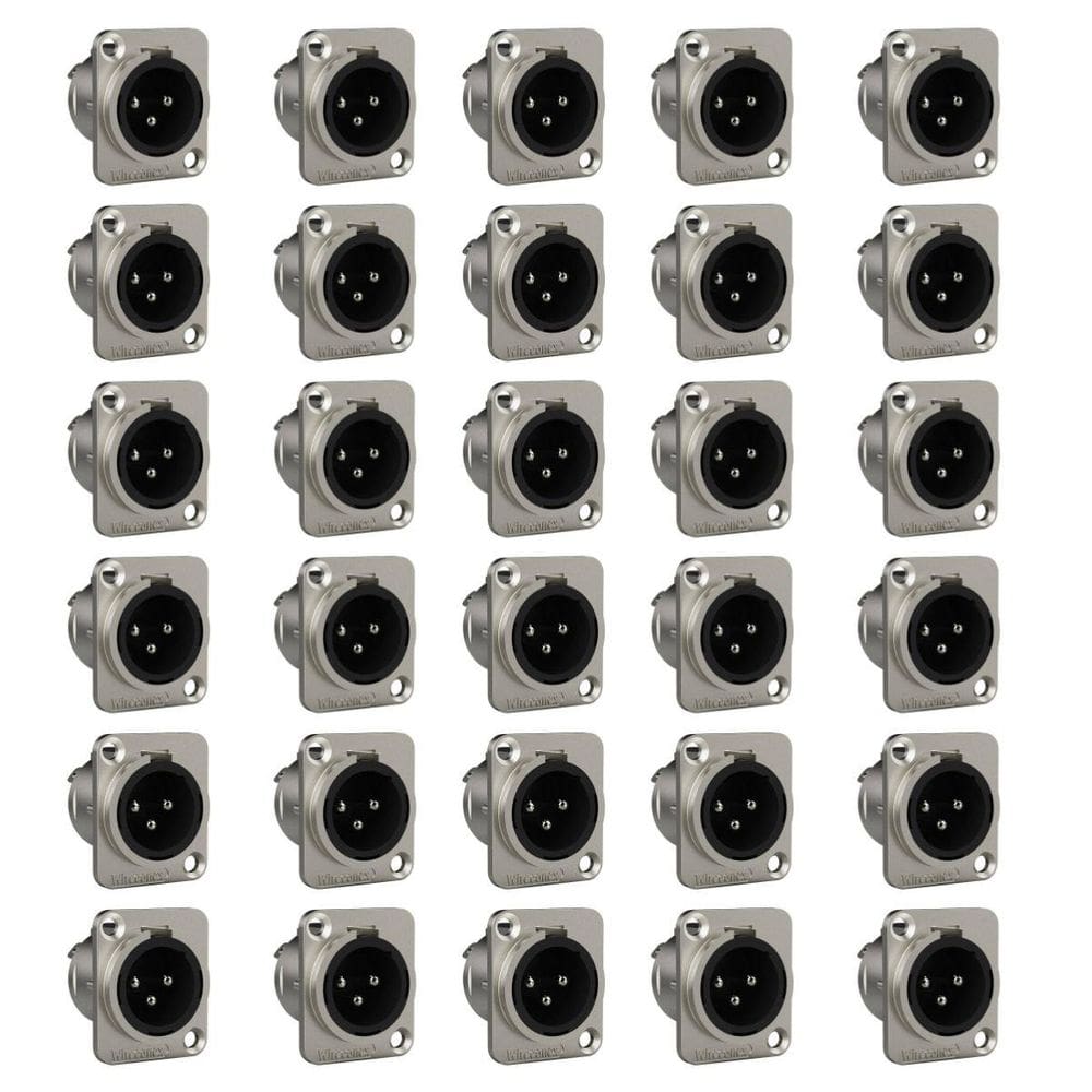 Kit 30 Conector XLR Macho 3 Polos Wireconex WC1033