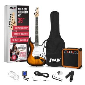 Guitarra elétrica LyxPro tamanho completo com amplificador de 20 W e acessórios