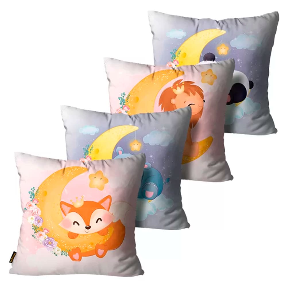 Kit com 4 Capas de Almofadas Mdecore Infantil 45x45