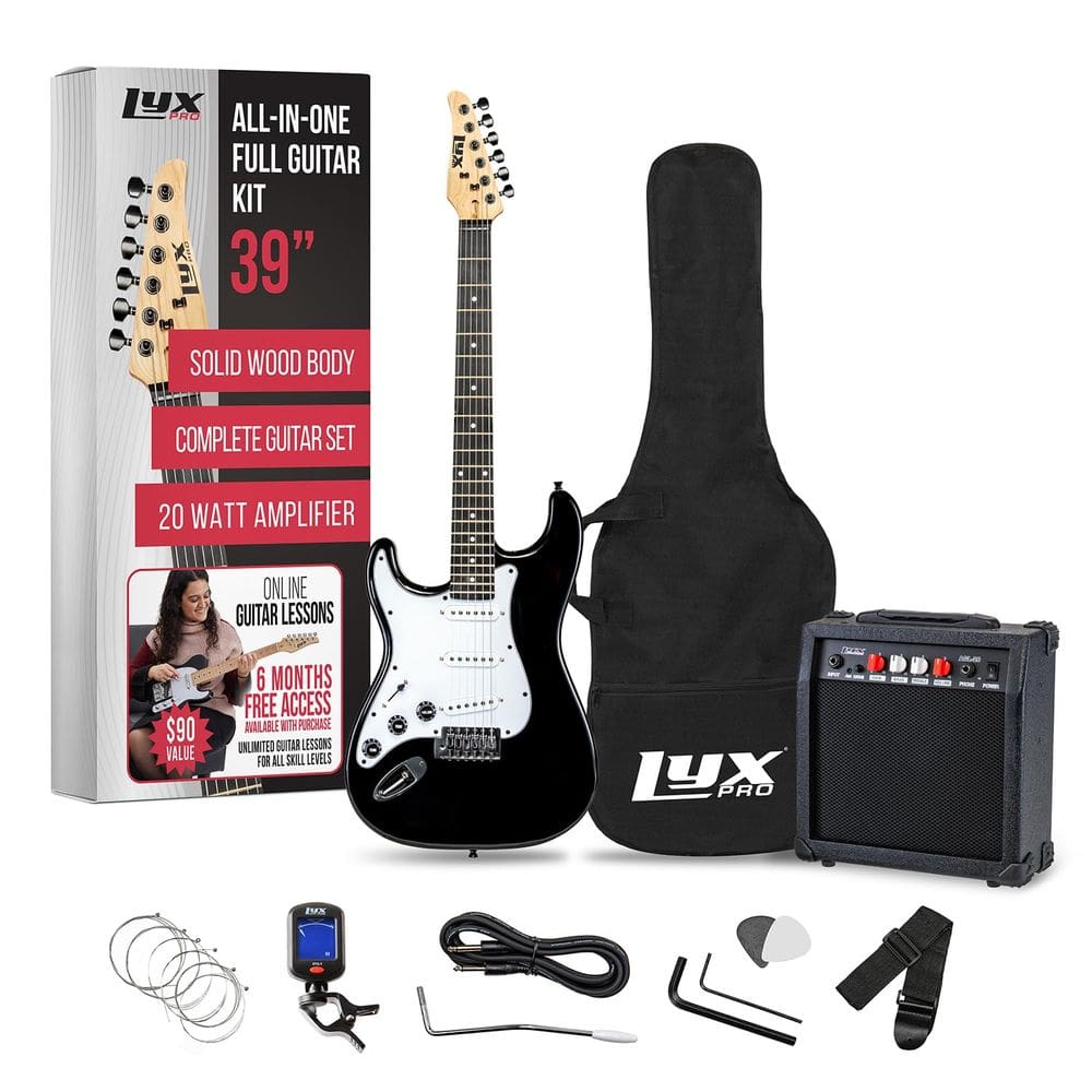 Guitarra elétrica LyxPro Left Hand 39" com kit inicial e amplificador