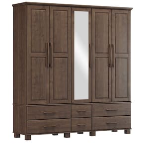 Guarda Roupa 5P 6G Espelho Madeira Maciça 208 cm 2253 Cafe Milani Store