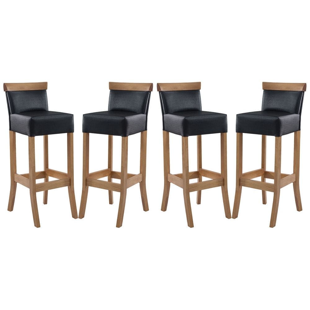 Kit 4 Banquetas Alta com Encosto Estofado Diamantina em Madeira Maciça Mel Facto Preto RMI