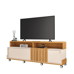 Painel para TV 70" Bancada com Rodízio Karen 1.8 Cinamomo/Off White H01 - D`Rossi