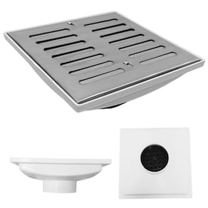 Ralo 20x20 Inox 304 com Abre Fecha Coletor Branco Saída de 100mm