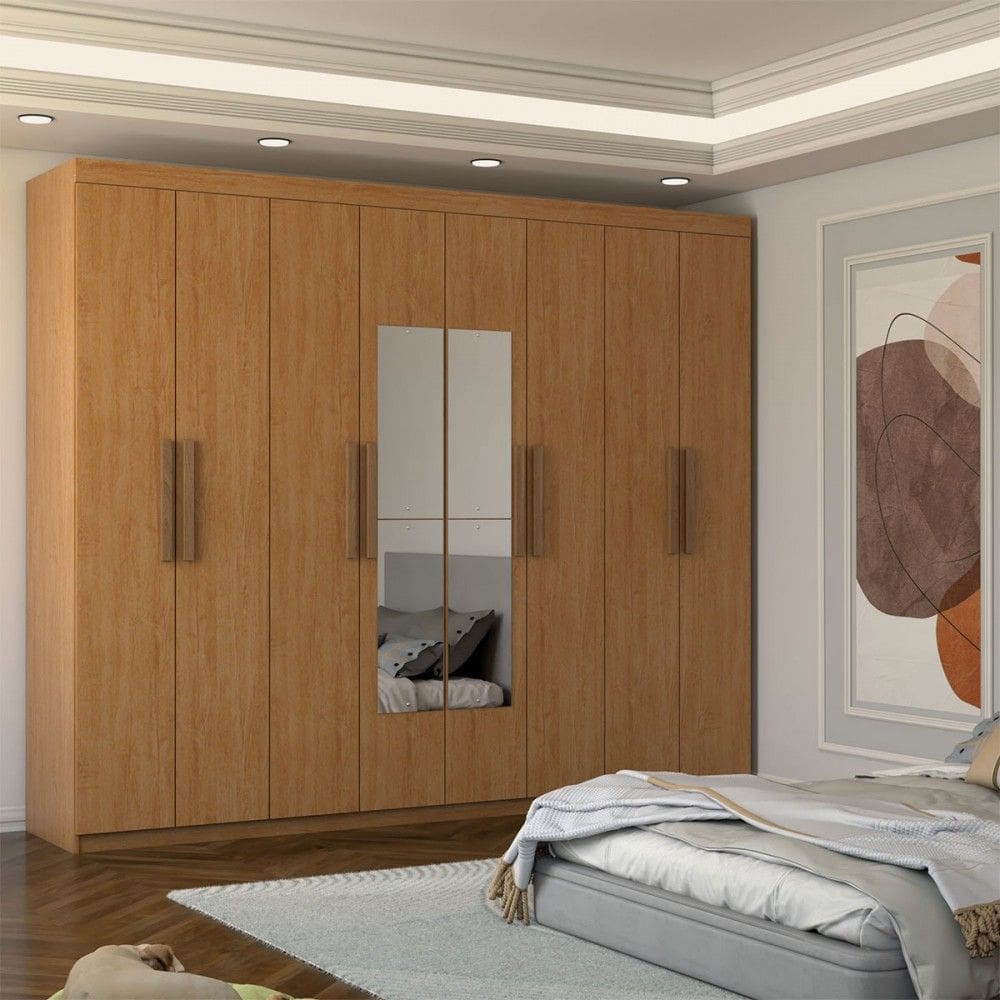 Guarda-Roupa Casal Nirvana 8 Portas 4gavetas com Espelho Cinamomo - Panorama Móveis