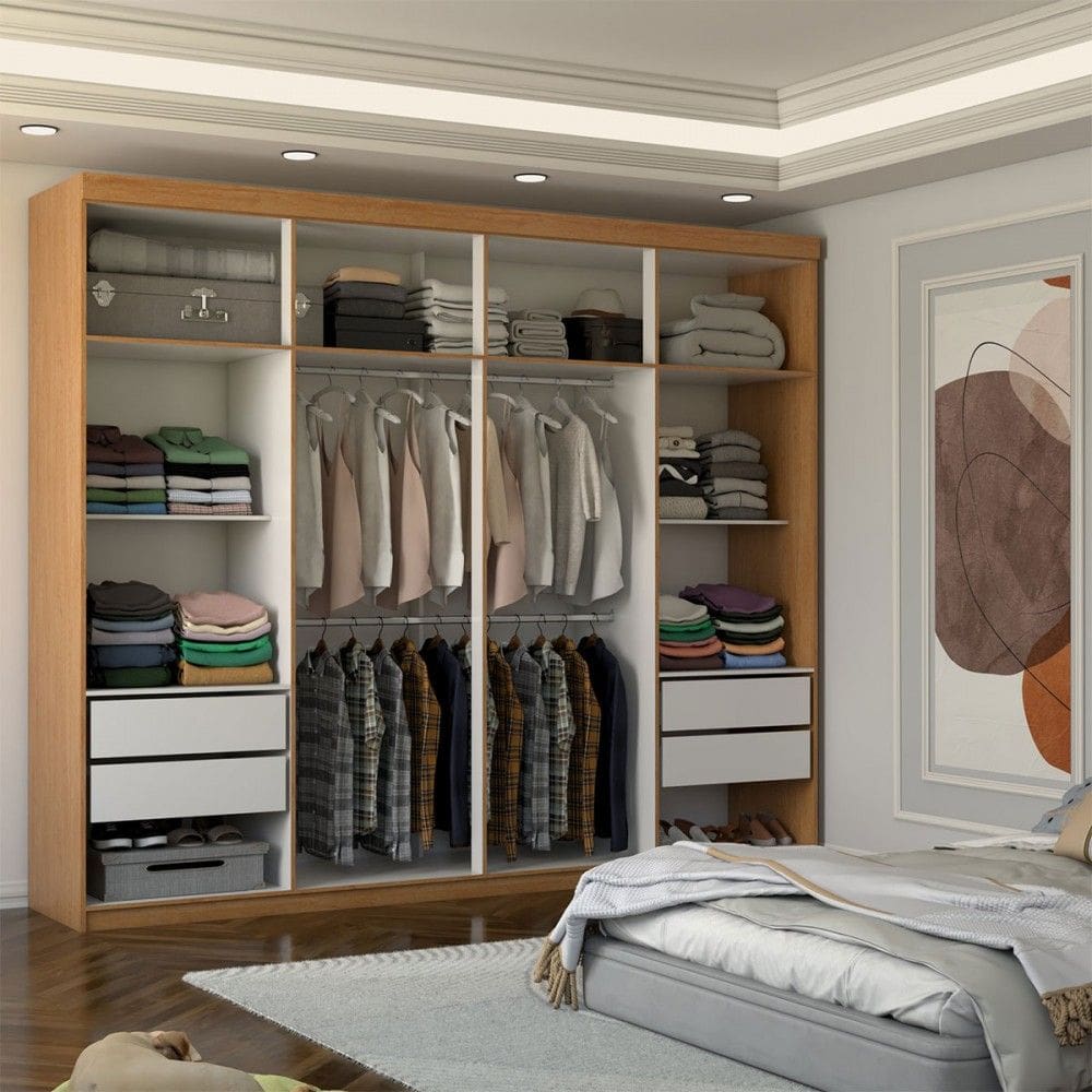 Guarda-Roupa Casal Nirvana 8 Portas 4 gavetas com Espelho | Casas