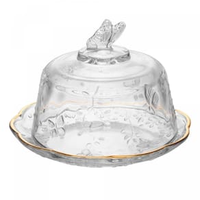 Queijeira c/Tampa New Butterfly Fio de Ouro 19,5cm x 12,5cm