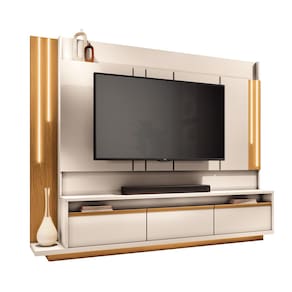 Estante de TV 75 Pol 240cm Fany Off White/Cinamomo H01 - D`Rossi