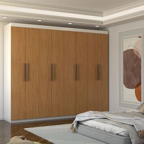 Guarda-Roupa Casal Nirvana 8 Portas 4gavetas Branco/Cinamomo - Panorama Móveis