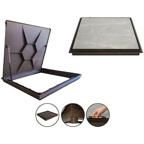 Tampão Tampa Casa De Maquina 80x80 Com Rebaixo Para Piso Aluminio Marrom