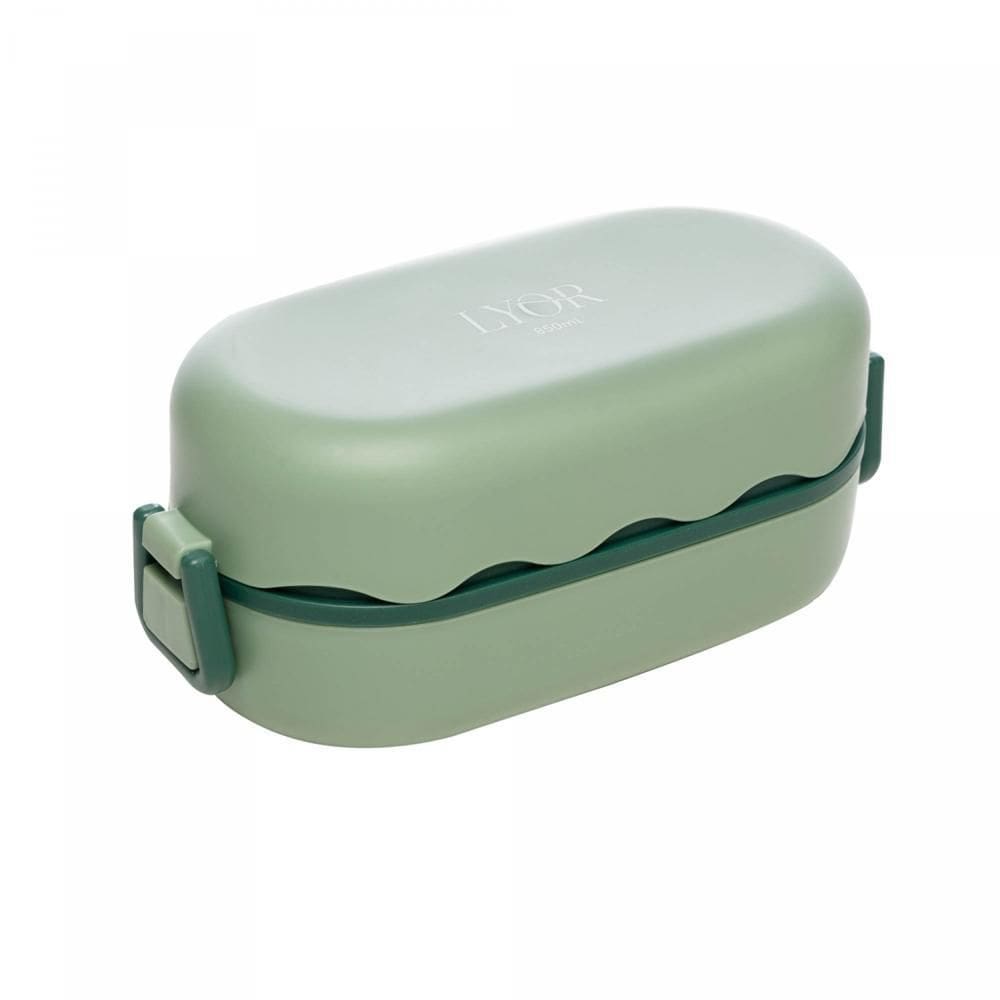 Marmita Hermética com Talheres 850ml Verde Plástico - Lyor