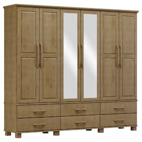Guarda Roupa 6P 6G Espelho Madeira Maciça 248 cm 2254 Freijo Milani Store