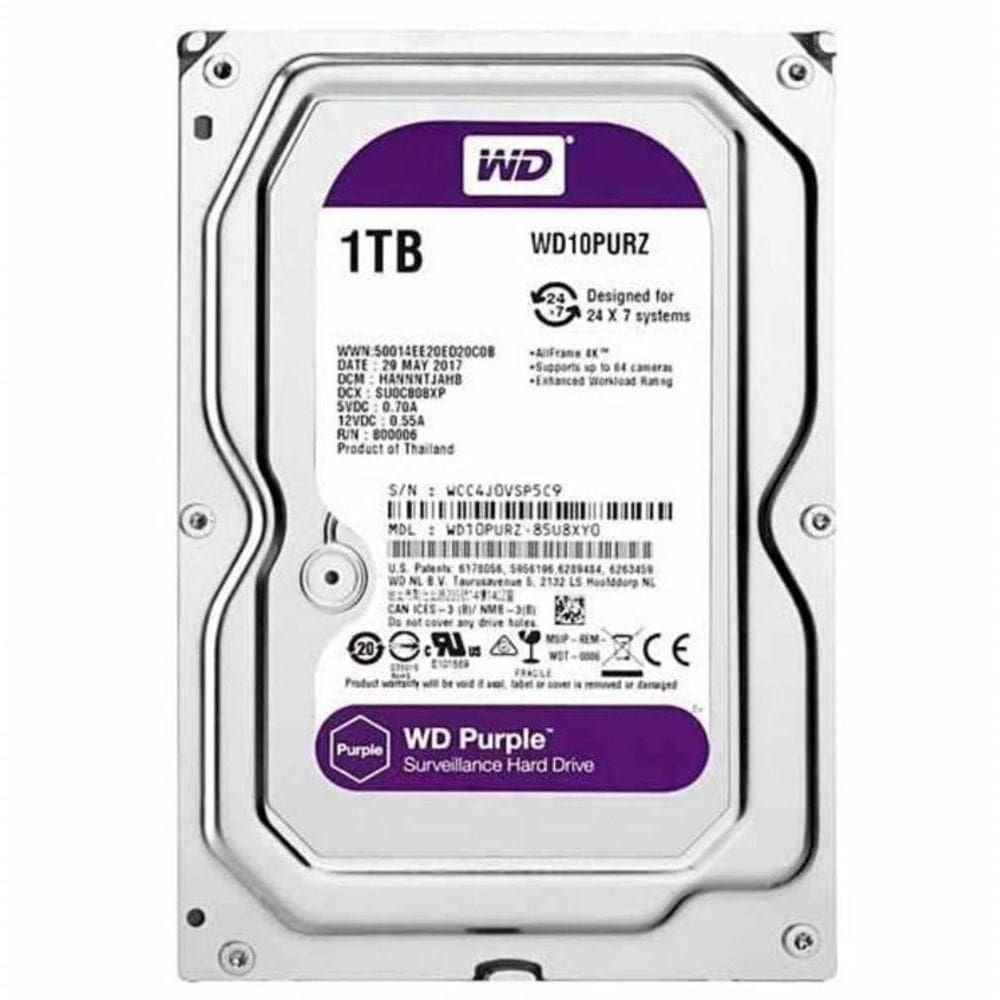 Hd Western Digital 1tb Purple, 5400 Rpm, Sata 3 - Wd10purz