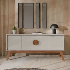 Buffet Aparador 4 Portas Paris Off White/Nature - Tebarrot Móveis