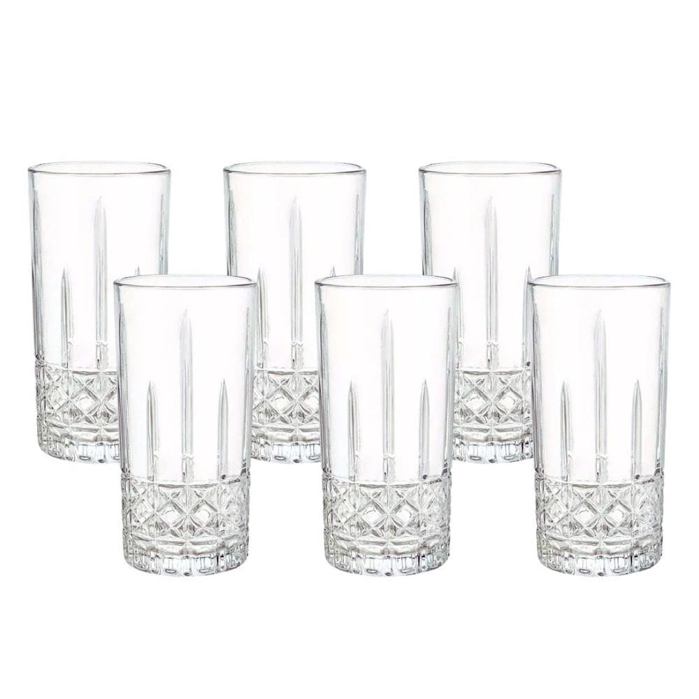 Jogo 6 Copos Vidro Lily Alto-Relevo Long Drink 280ml - Lehaví