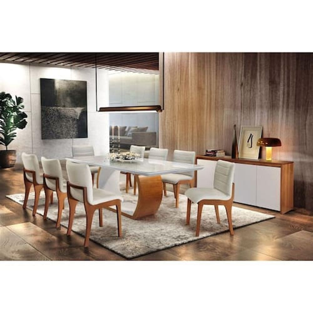 Sala de Jantar Bella 2,20 com 8 Cadeiras - BRANCO
