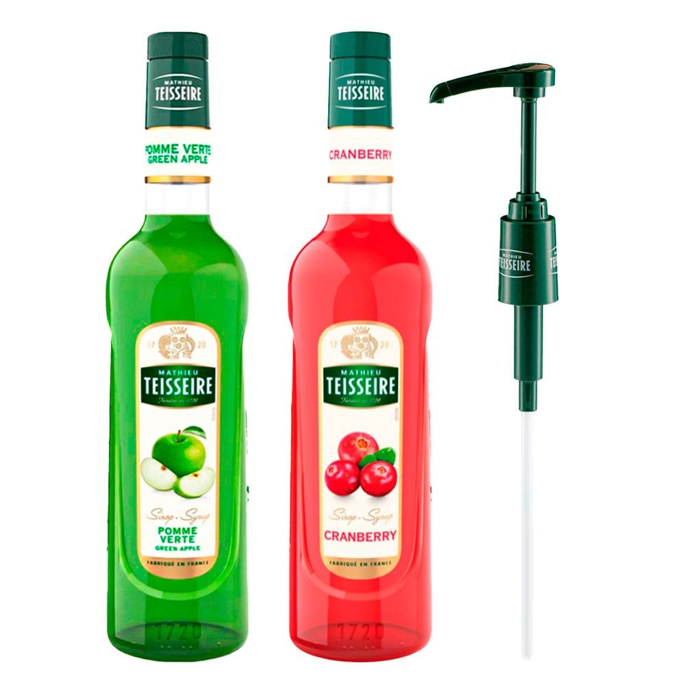 Kit Xarope Teisseire Maçã Verde e Cranberry + Pump
