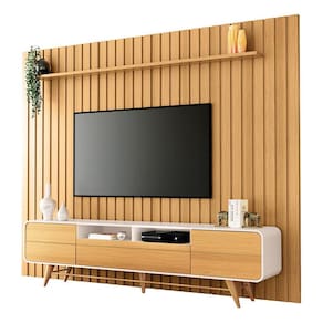Rack Bancada Época com Painel Ripado You 2.7 Cinamomo Off White - HB Móveis