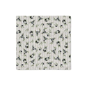 Kit 2 Guardanapos em Linho Frutos Oliva 40x40 + 2 Argolas Oliva