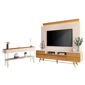 Estante Home Theater Nobre e Aparador Vivant Off White Cinamomo - HB Móveis