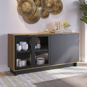 Buffet Aparador com 4 Portas 160x83cm Vitória Preto Noce