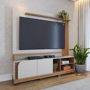 Painel Home TV 75 Pol com 2 Portas 182x187cm Jurerê Off White Freijó