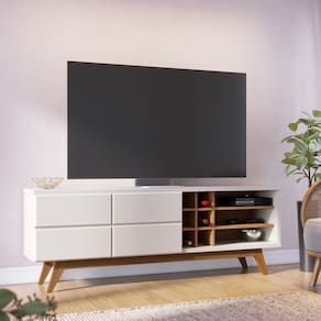 Rack para TV até 70 Pol com Adega 180x64cm Noronha Off White Freijó