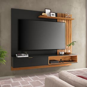 Painel para TV até 65 Pol Ripado 180x156cm Tocantins Preto Noce