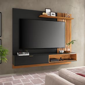 Painel para TV até 60 Pol Ripado com Led 160x156cm Tocantins Preto Noce