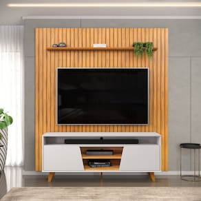 Bancada Lana com Painel Trento 240cm X 250cm X 45cm Bali/Cedro