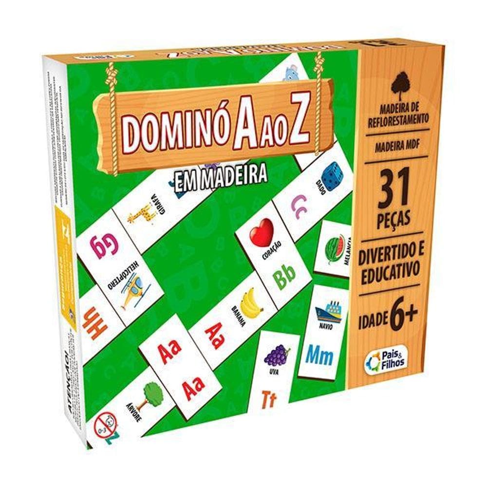 Dominó de Madeira 31 Peças - Jogo Educativo 6+ Anos