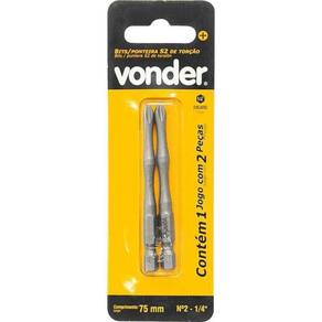 Bits De Torcao S2 1/4 N.2 75Mm Com 2 Peças Vonder