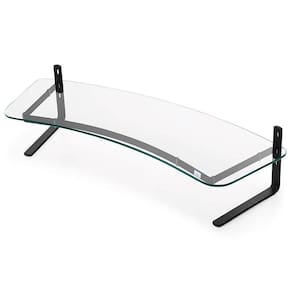 Suporte para 02 Monitores Reliza Executive Preto com Vidro Incolor