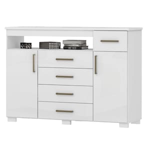 Comoda 5 Gavetas 2 Portas 152 cm OLS CO008 Branco Neve MXM