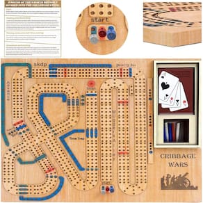 Jogo de tabuleiro Cribbage Wars Wooden Cribbage Board Set 2025