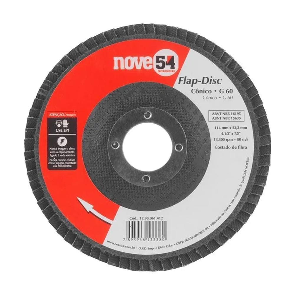 Disco Flap Nove54 4.1/2`` Grão 60