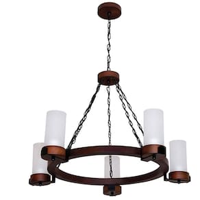 Lustre Muller Country Redondo 5 Lâmpadas Envelhecido 1105E