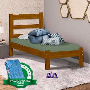 Cama Solteiro Madeira Imbuia Esmeralda Gazin