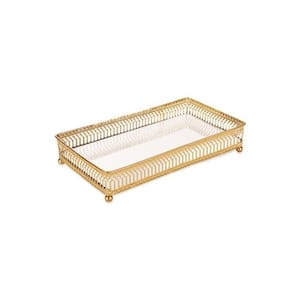 Bandeja Espelhada Retangular Em Metal 24x12,5cm Mart Dourado