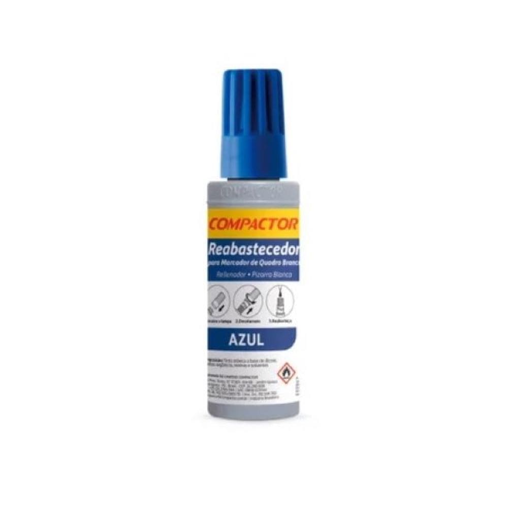 Tinta Reabastecedor para Marcador de Quadro Branco 30ml cor Azul Compactor