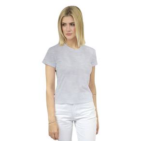 Baby Look Manga Curta Feminina com Elastano - Gola V