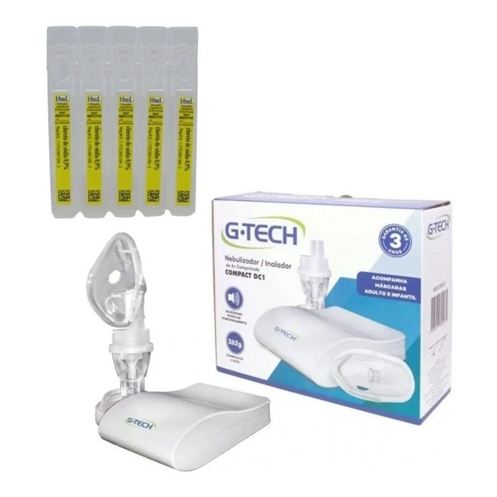 Nebulizador E Inalador Nebcom Dc 1 + Soro Fisiológico