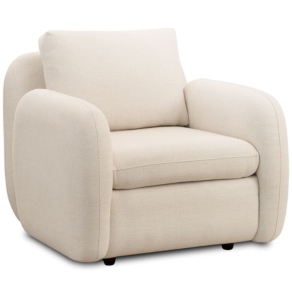 Poltrona Decorativa Orgânica Sala de Estar Living Eliot F04 Linho Tramado Creme - Lyam Decor