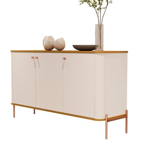 Buffet Tucupí Pés Metal Off White Nature Bronze JB Bechara