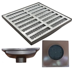 Ralo Pluvial 20x20 Alumínio Tradicional Coletor Marrom Saída Baixa para tubo de 100mm