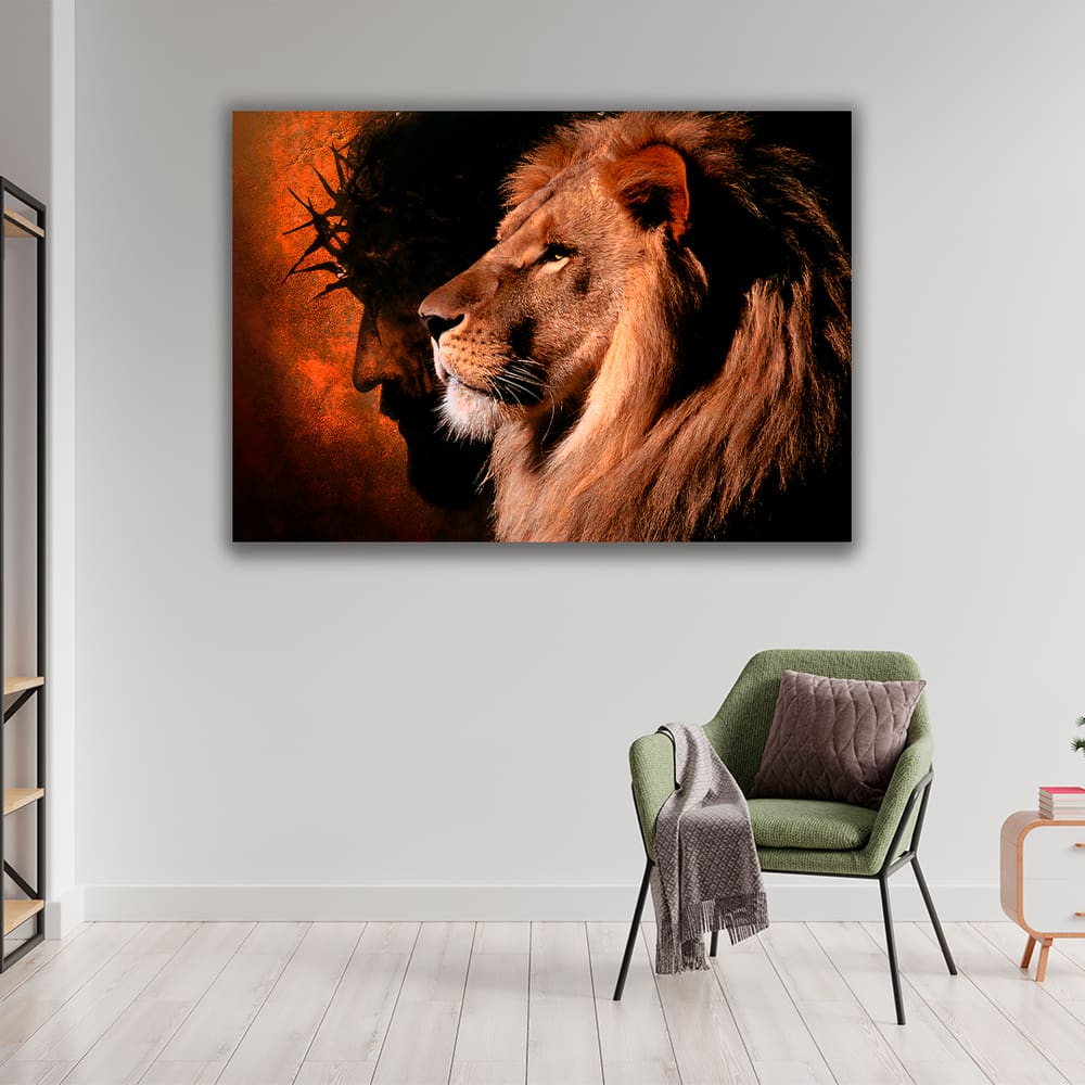 Quadro Decorativo Leão e Cristo